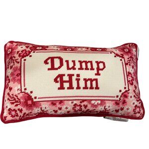 “Dump Him Pillow” Funny Valentine’s Day Gift – Pink Needlepoint Decorative Accen